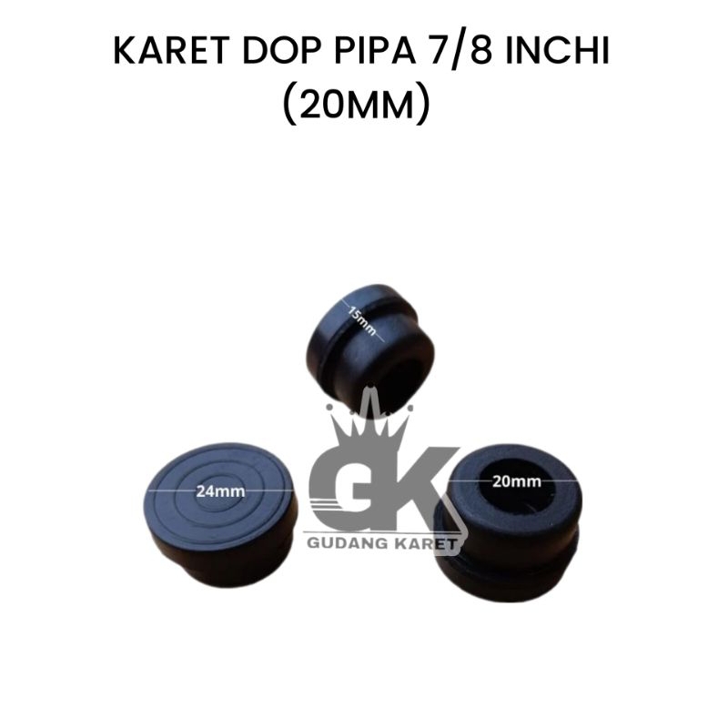 Karet Dop Pipa 7/8 inchi diameter lubang 20mm / Karet Dop