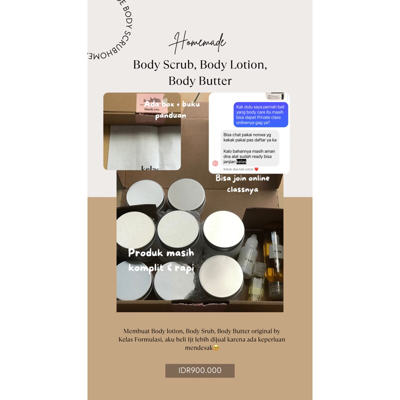 DIY Body Care (lotion, body scrub, body butter) kelas formula / Crochet KIT we bear bears & stich / 