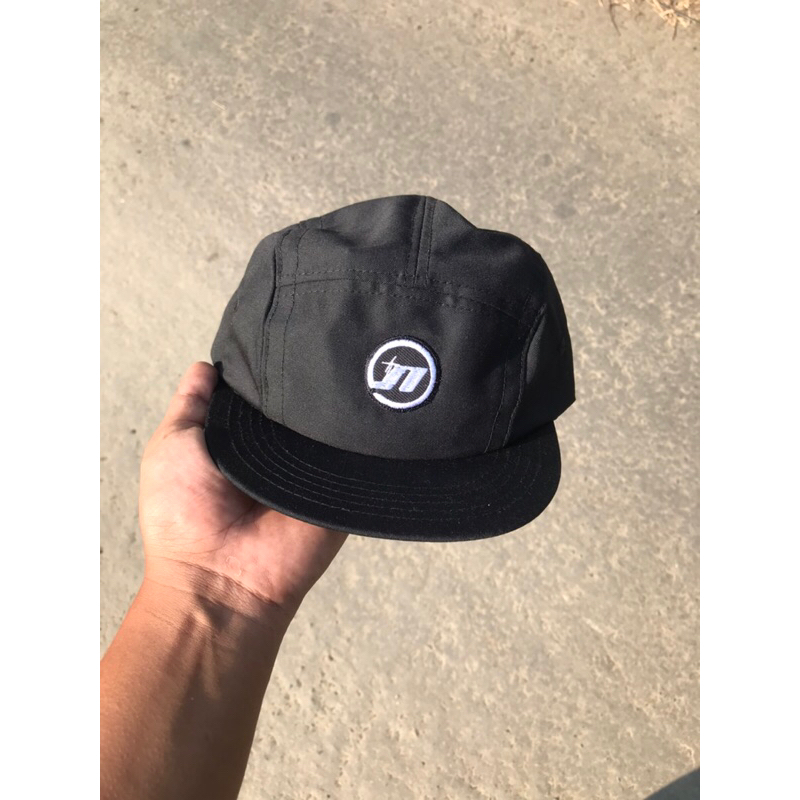 Topi 5Panel Lidah Pendek Snap Back Black Vintage Topi Pria 5Panel Lidah Pendek Kekinian Original