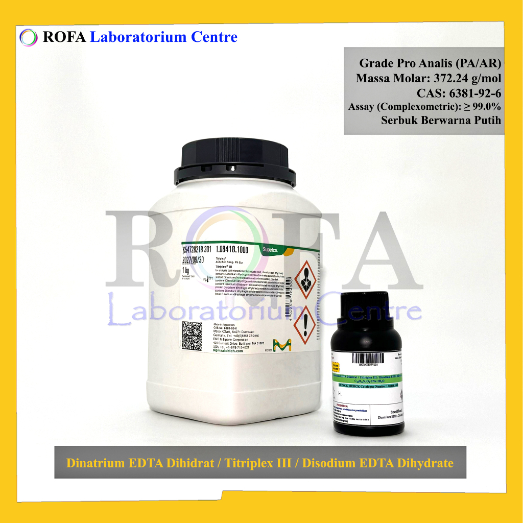 Dinatrium EDTA Dihidrat / Titriplex III / Disodium EDTA Dihydrate / C10H14N2O82Na2H2O Pro Analisis