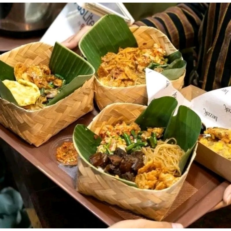 Besek Bambu catering 15x15 sepasang, besek murah besek catering