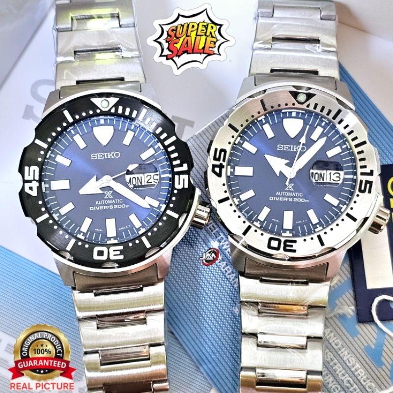 Seiko Prospex Baby Monster Silver Blue Dial Jam Tangan Pria Automatic Original