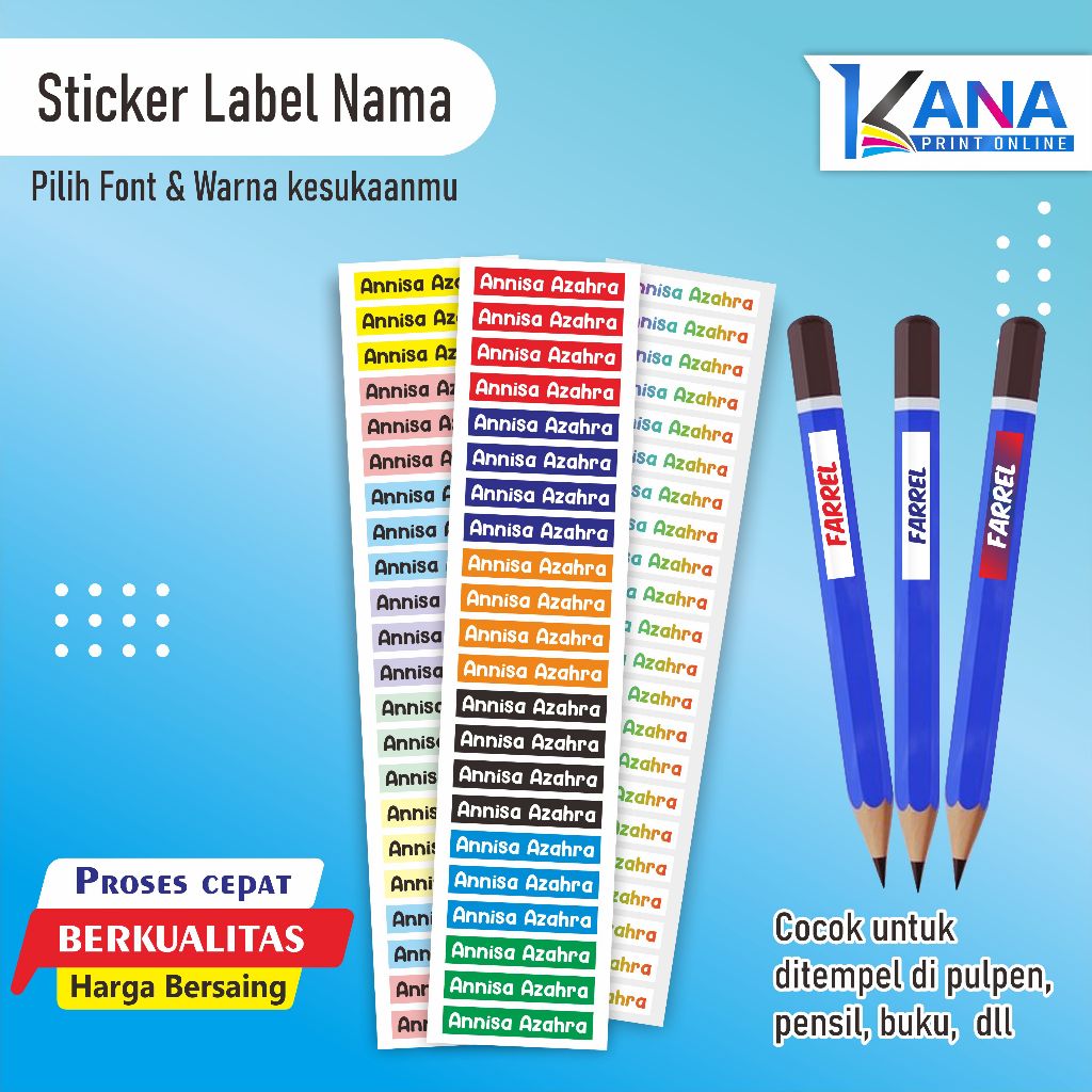 

Cetak Sticker Label Nama | lebel stiker pulpen pensil Custom Nama