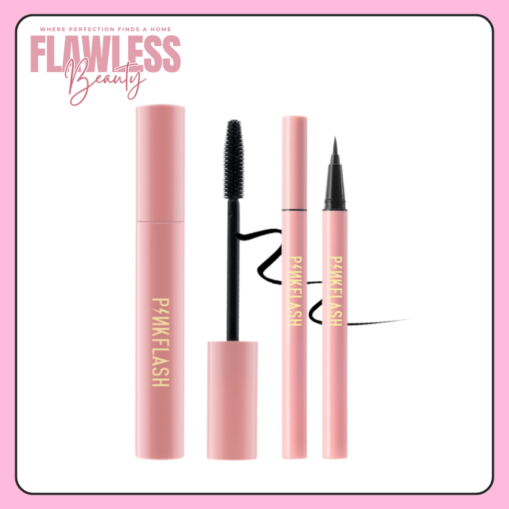 Pinkflash Bundling 2 Pcs Mascara + Eyeliner Long Lasting Waterproof - Maskara Dan Eyeliner