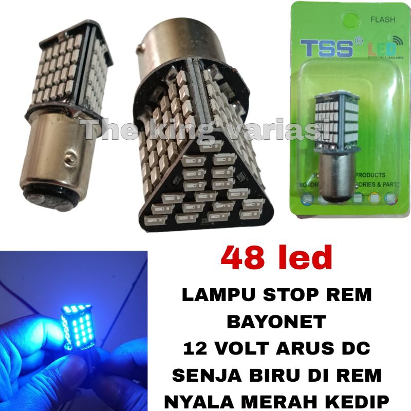 LAMPU STOP REM MOTOR LED BAYONET 48 MATA 12 VOLT ARUS DC / LAMPU STOP BAYONET SEGI 3/ LAMPU REM MOTO