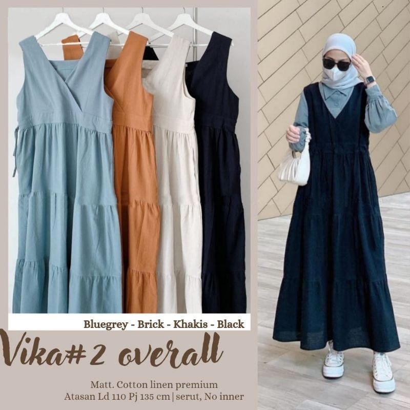 (BISA COD) VIKA#2 OVERALL M L XL XXL - Overall Wanita Dewasa Remaja Korean Style Luaran Baju Wanita 