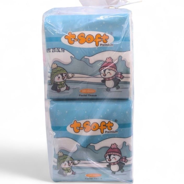 Tisu T-Soft Tissue Facial Pop Up Premium 4pack X 200Sheets-Perlengkapan Rumah-Toserba Gadjah-Ekonomi