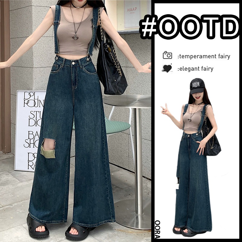 OORA Overall jeans jumpsuit wanita korean style Dress Overall Jeans Pendek celana baju kodok wanita
