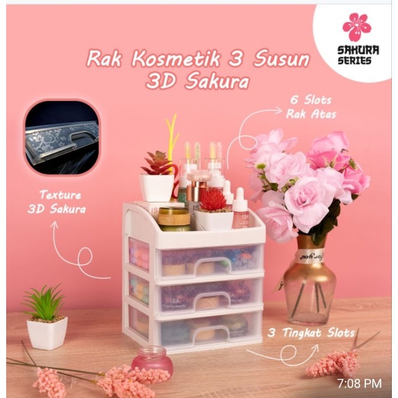 Rak Laci Kosmetik Multifungsi 3 Susun TRI J / Laci Makeup 3 Susun