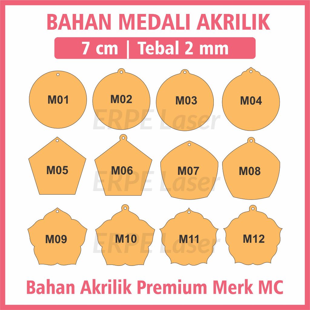 

(7x7cm) BAHAN AKRILIK MEDALI Tebal 2mm POLOS | Kualitas Terbaik Bening Putih Solid | Gordon Kosongan