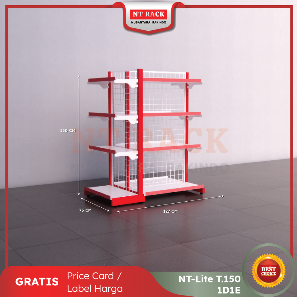 Rak Toko Minimarket Gondola Termurah Double 2 Sisi Tinggi 150 cm (1D1E)