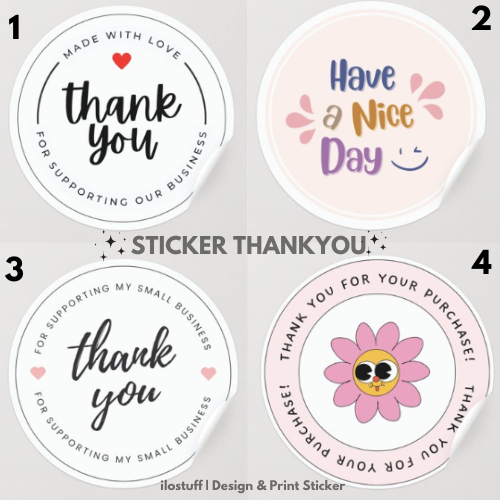 

100 Pcs Sticker Thankyou Bahan Vynil Anti Air Kiss Cutting Cocok untuk Usaha Online/Makanan