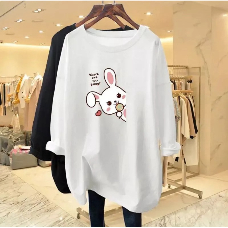 Kaos Lengan Panjang Oversize - Kaos Oversize Cewek - Baju Cewek - Baju Lengan Panjang - Baju Kaos - 