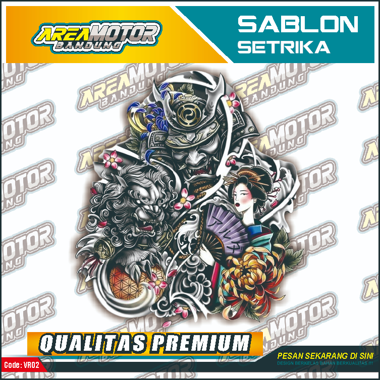 

Print sablon DTF/cetak sablon DTF/sablon setrika siap press 1 sisi Tema SAMURAI v4 Uk A4 / A3