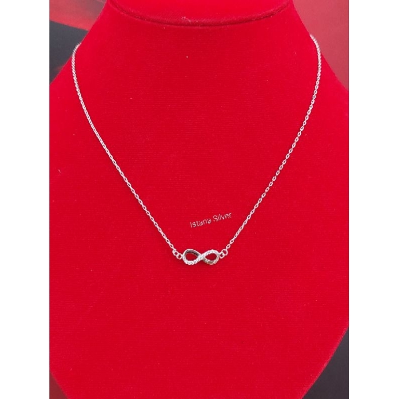 Kalung Infinity Perak Asli S925 Lapis Mas Putih Anti Luntur Anti Karat Kalung Rantai Dewasa Remaja