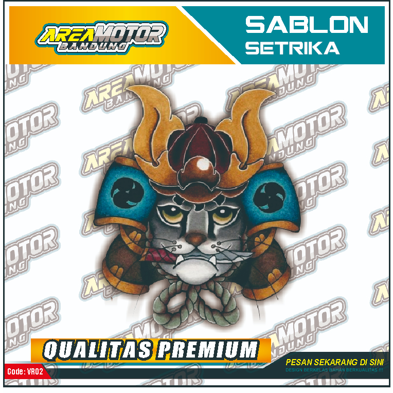 

Print sablon DTF/cetak sablon DTF/sablon setrika siap press 1 sisi Tema SAMURAI MEOW Uk A4 / A3