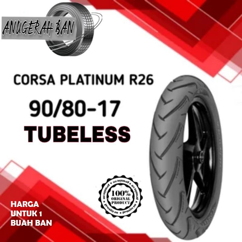 Ban luar motor Corsa R26 90 - 80 ring 17 Tubless 300 - 17 R 26 platinum racing