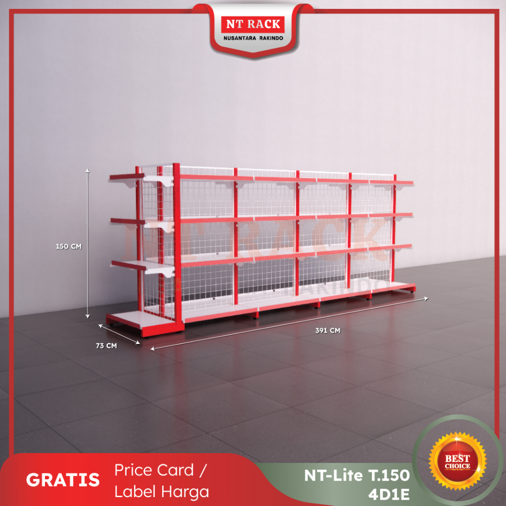 Rak Toko Minimarket Gondola Termurah Double 2 Sisi Tinggi 150 cm (4D1E)