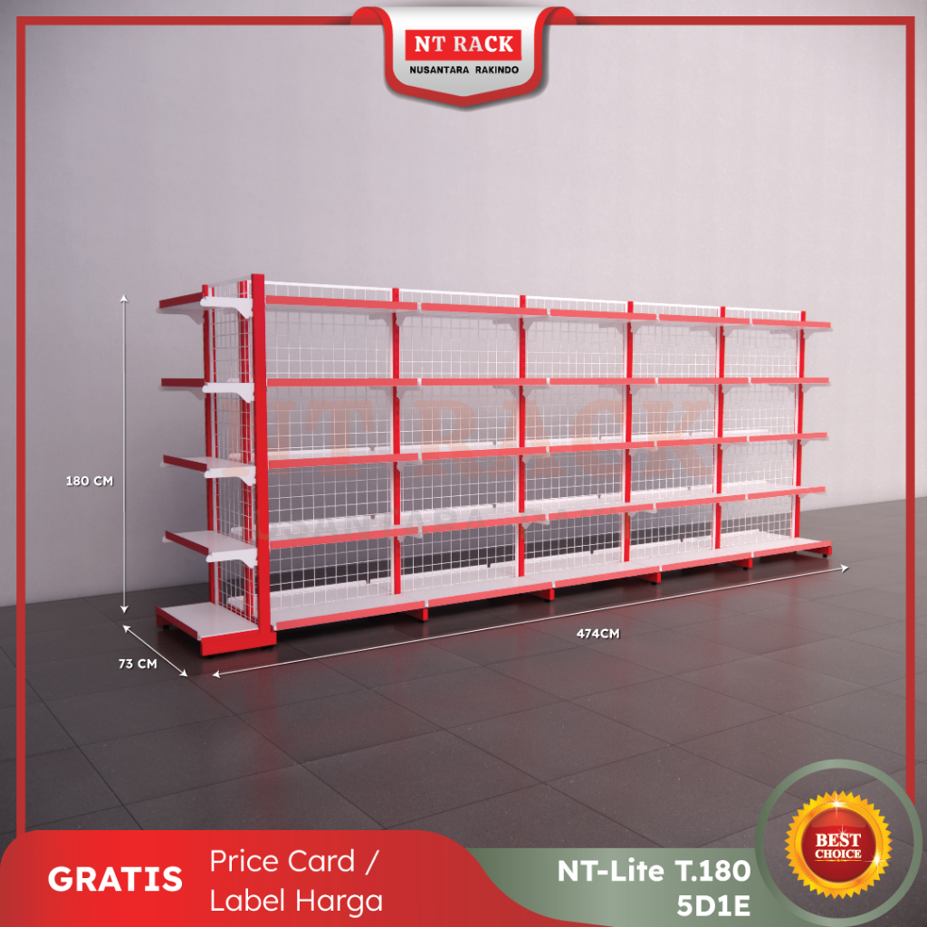 Rak Toko Minimarket Gondola Termurah Double 2 Sisi Tinggi 180 cm (5D1E)