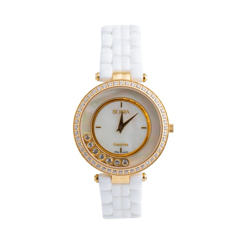 Jam Tangan Wanita Bonia B10123-2257S White Ceramic | Jam Tangan Wanita Putih-Rose Gold Original