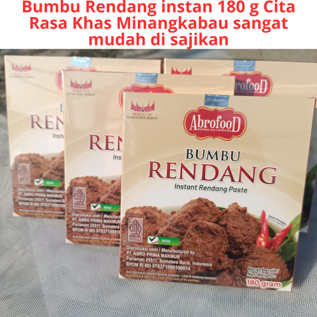 

Bumbu Rendang instan 180 g Cita Rasa Khas Minangkabau sangat mudah di sajikan