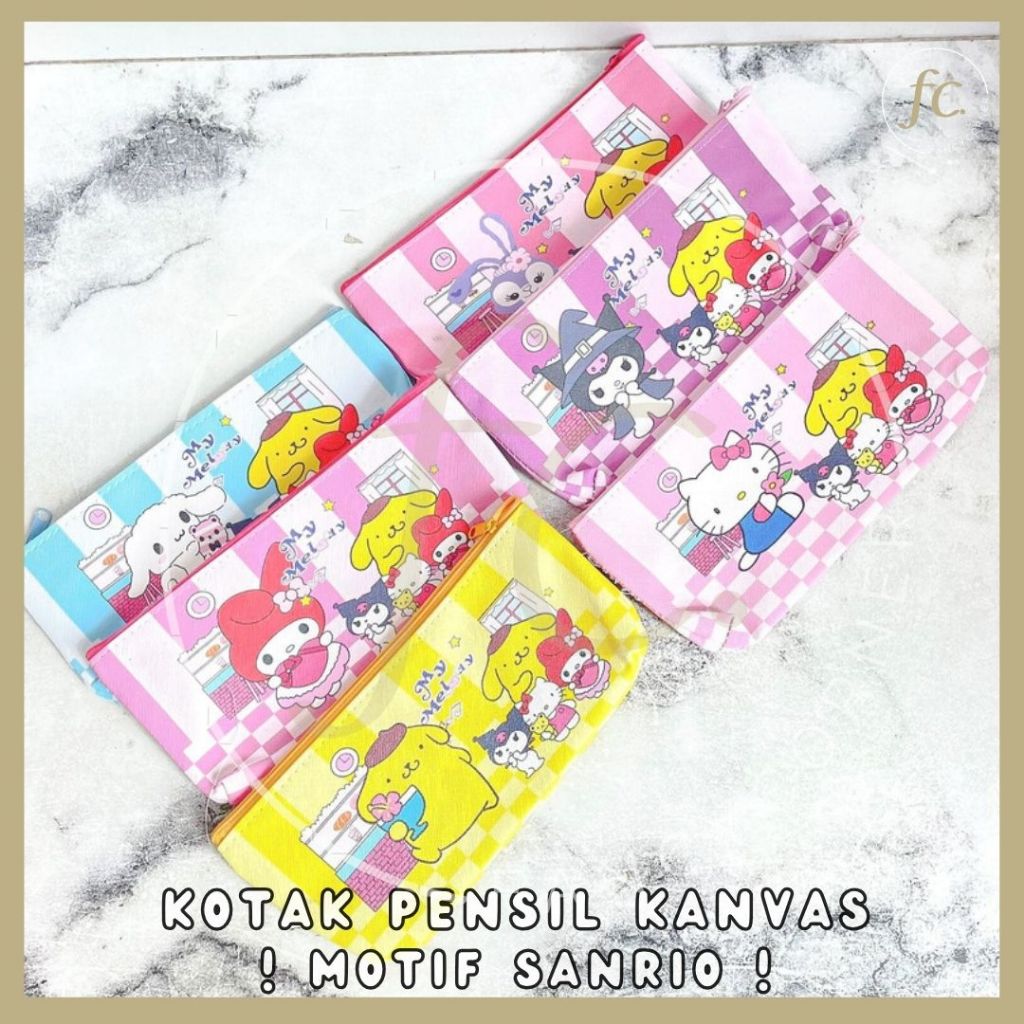 

Kotak Tempat Pensil Kain Persegi Panjang Kanvas Motif Karakter Sanrio Pompompurin My Melody Cinnamoroll Kuromi Hello Kitty Little Twin Star Pastel Pencil Pen Soft Case Organizer KP-1247 Hadiah Kado Alat Tulis Anak Sekolah Harga Grosir Ready COD