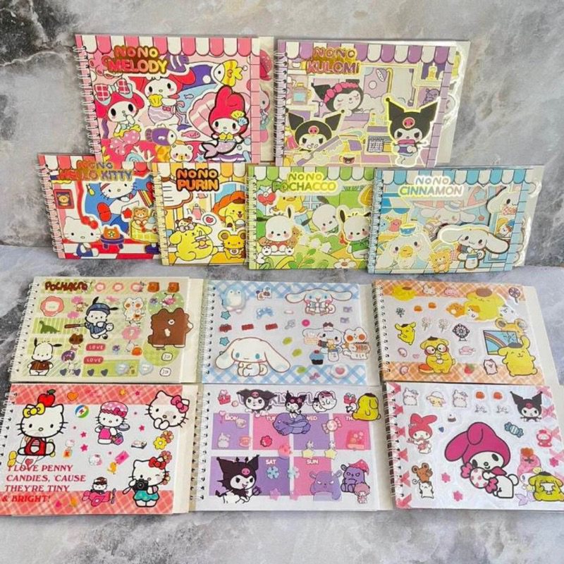 

JAR - Buku Stiker Sanrio Sticker Book Binder Kuromi Cinnamoroll Pompompurin Melody Lotso Kitty Souvenir