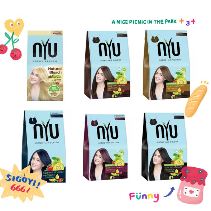 PROMO SALE Nyu cream hair color  pewarna rambut natural black blue black natural brown Burgundy