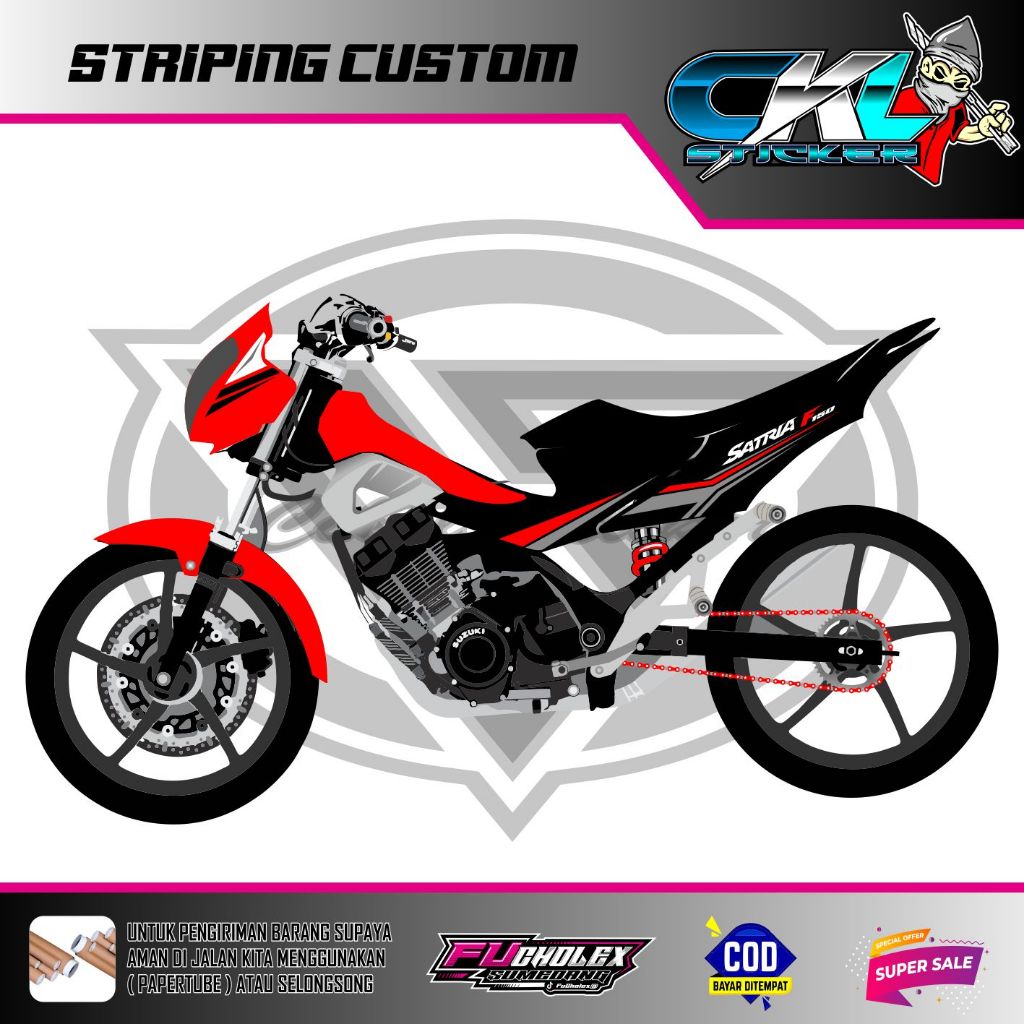 STRIPING VARIASI SUZUKI SATRIA FU CBU THAILAND SIKER SIMPEL CUSTOM MURAH