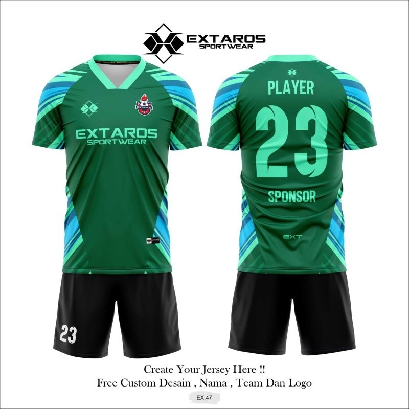 BAJU BOLA JERSEY FUTSAL BEBAS NAMA COSTUME PRINTI EX47