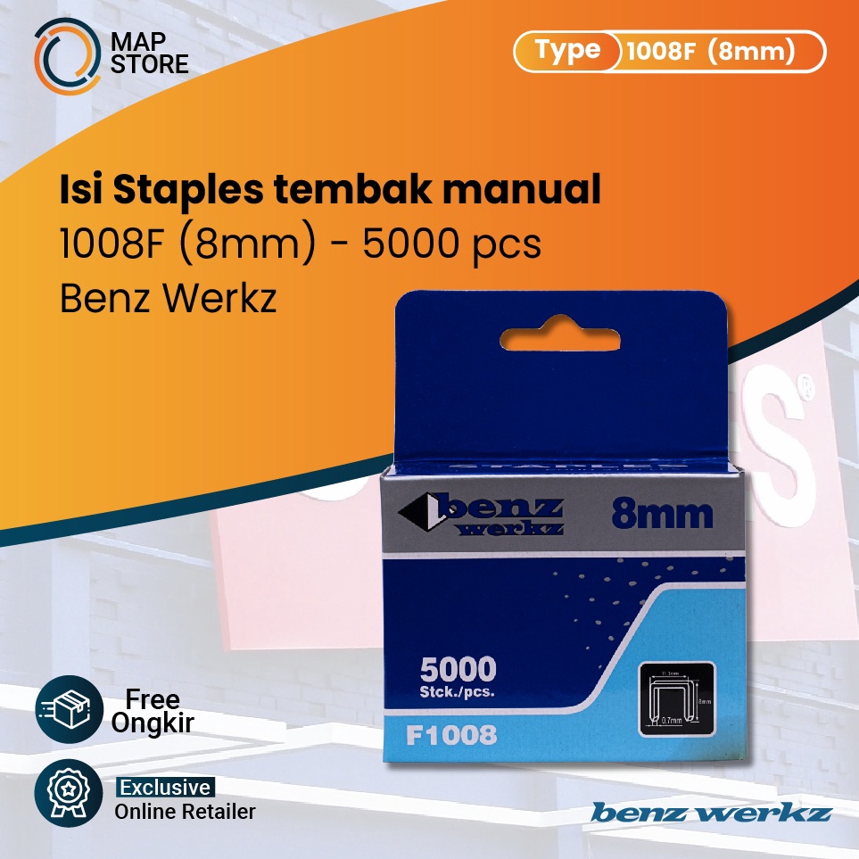

KODE O78G Isi Staples Tembak Manual 8mm 5 pcs BENZ 18F