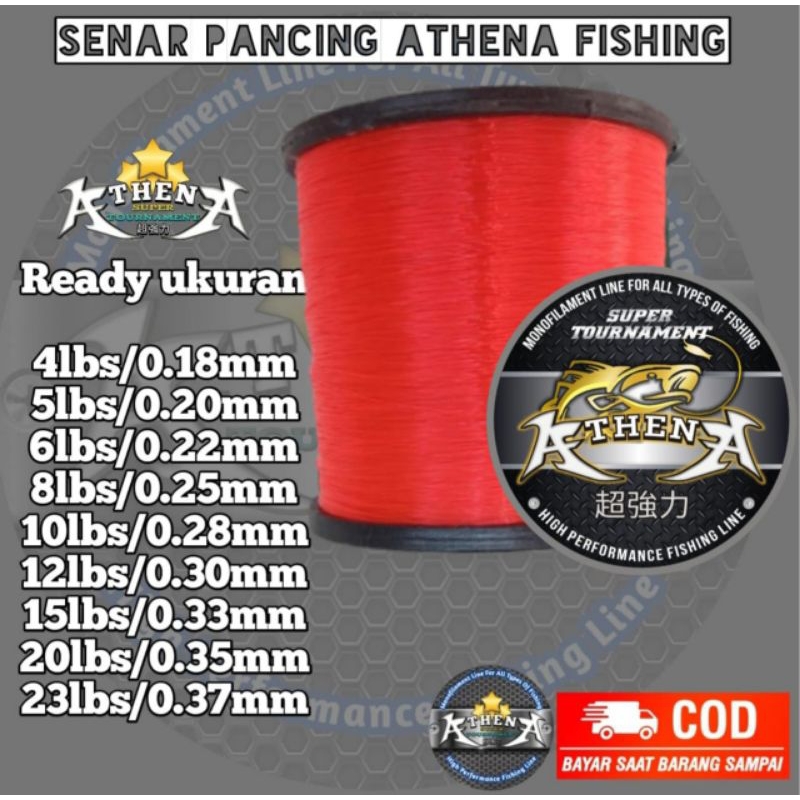 senar pancing Athena 1800m merah metalik senar pancing kuat anti keriting senar pancing super kuat