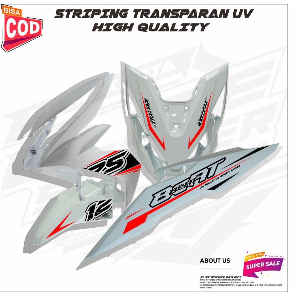 STRIPING TRANSPARAN HONDA BEAT NEW ESP 2016 STICKER VARIASI MOTIF 125 TERBARU KEREN