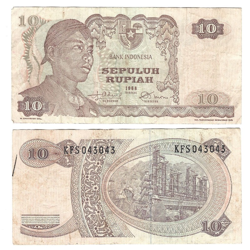 Uang Kuno Seri Sudirman 10 Rupiah Tahun 1968 Bekas