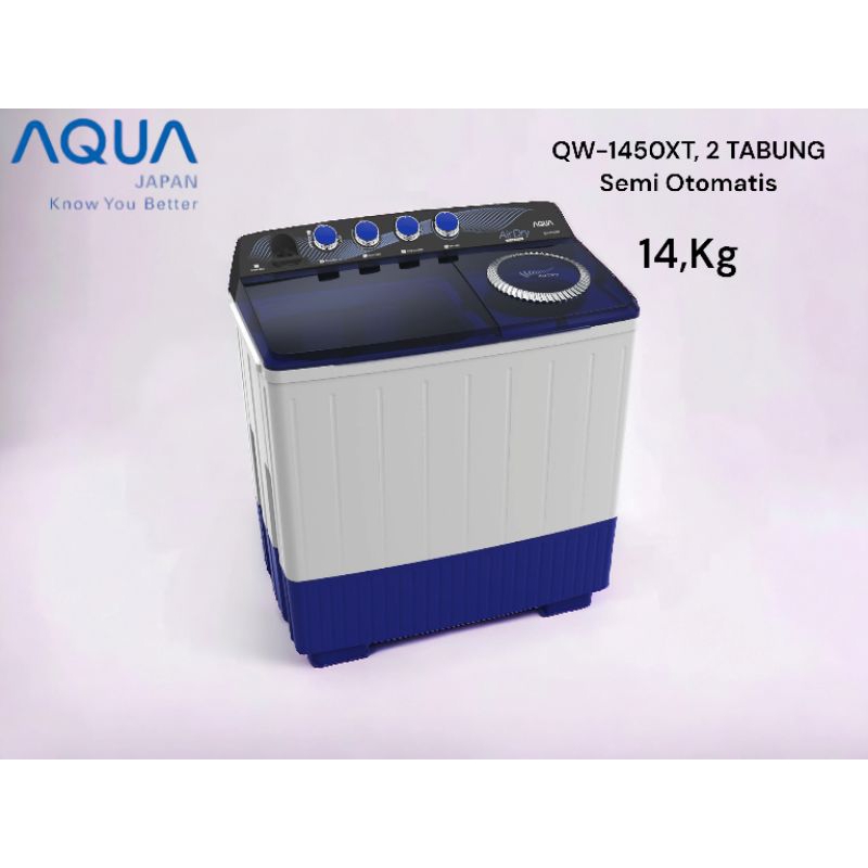 Mesin Cuci 2 Tabung AQUA QW-1450X 14Kg Hijab Series Semi Otomatis Low Watt