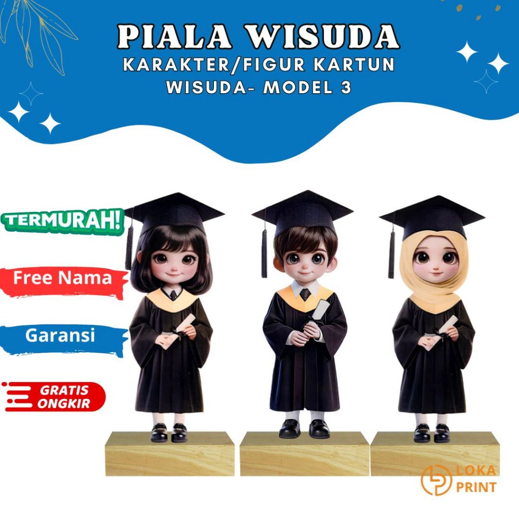 Model 3 Piala Wisuda Anak Sekolah Tk Paud Sd Plakat Boneka Akrilik Souvenir Kado Hadiah