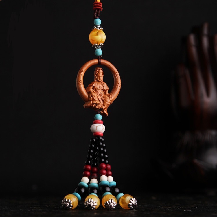 Gantungan Kayu Spion Mobil / Hiasan Rumah Buddha Dewi Kwan Im H090