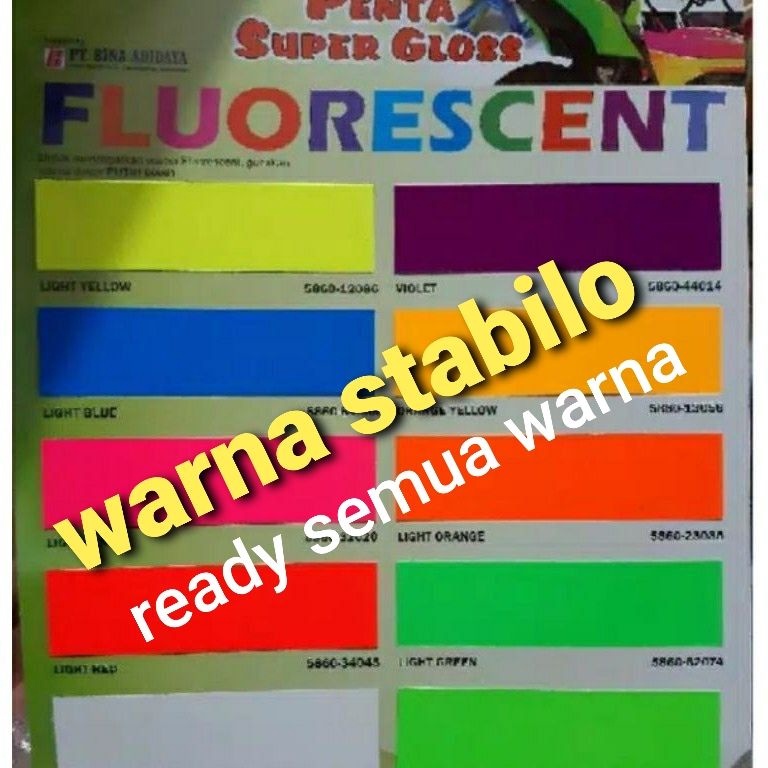 

CAT PENTA FLUORESCENT STABILO HIJAU KUNING MERAH ORANGE BIRU VIOLET DLL 2 GRAM ART A1R5