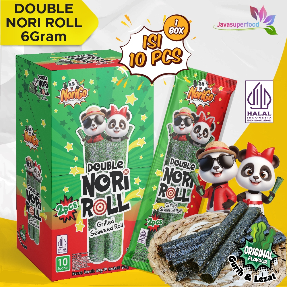 

Snack Double Nori Roll Grilled Seaweed Roll 1 Box isi 10Pcs / Snack Rumput Laut 6g