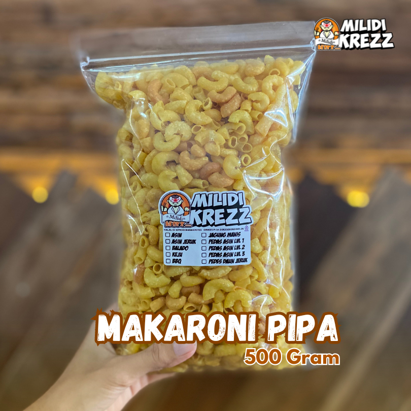 

Makaroni Pipa 500 Gram Snack Milidikrezz Cemilan Pedas Makroni