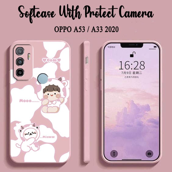 Softcase Macaron Motif Sapi [UV10] For Oppo A53 A33 2020 - Case HP Oppo A53 A33 2020 - Casing HP Opp