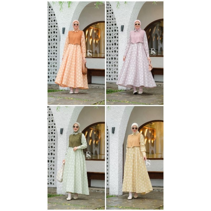 Ready GHALIA Midi Dress Rafika dan Felice Set by Rafika Store Gamis Muslim Original
