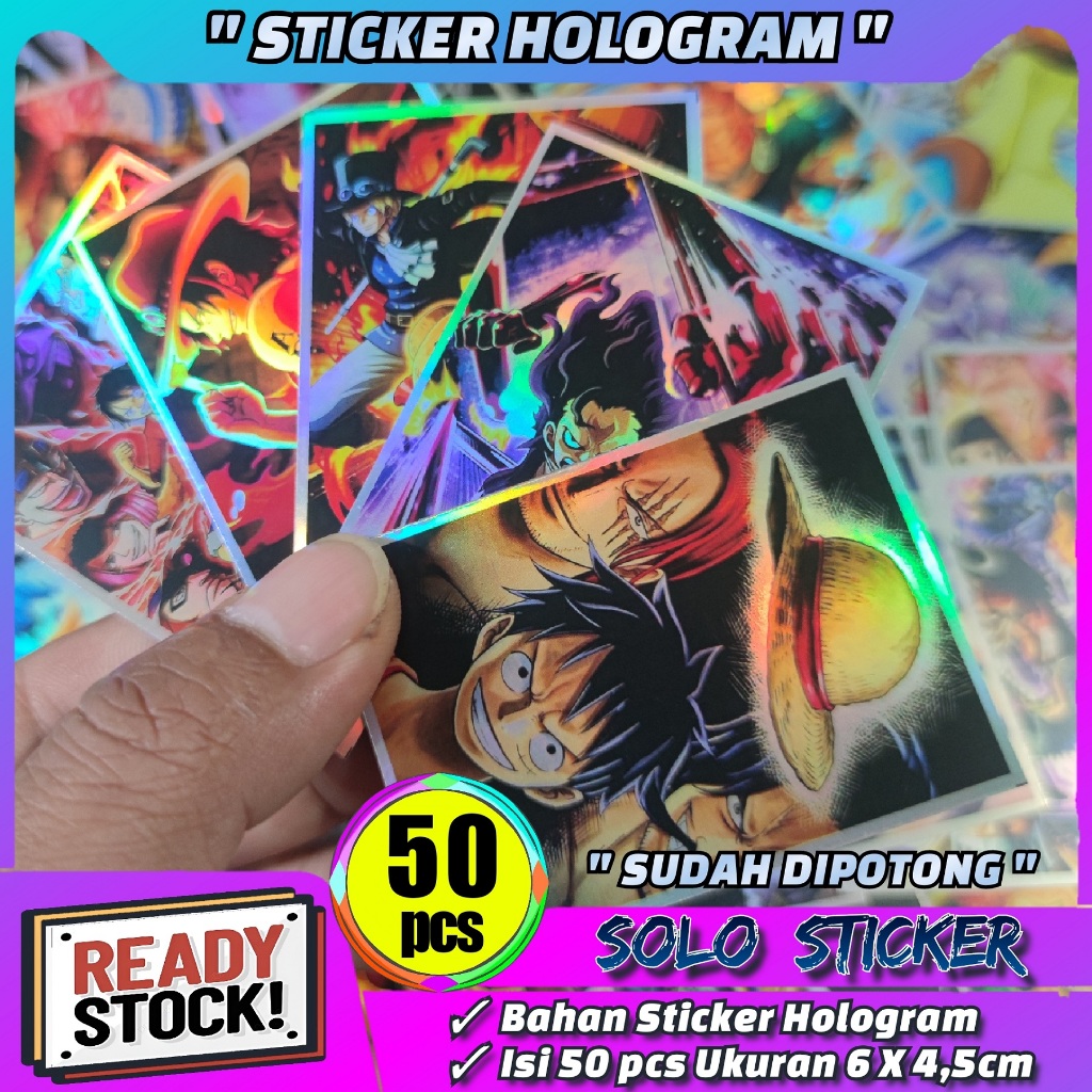 

[OP-1H] Stiker Hologram One Piece Ukuran 6 x 4,5 cm Isi 50 pcs