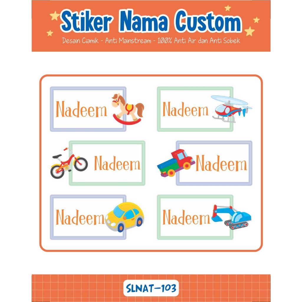 

Infinity Label Stiker Nama Anak Tas Sepatu Buku Sekolah Baju Botol SLNAT-103 Desain Anti Mainstream 2x4cm Waterproof 42pcs