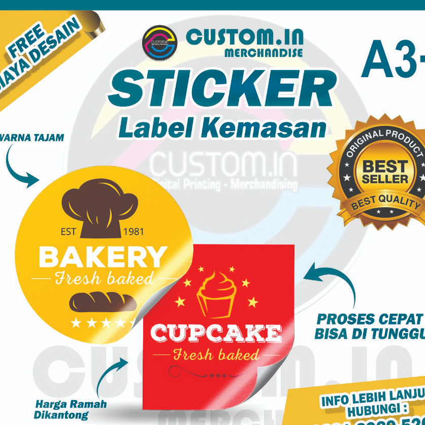

CETAK PRINT STIKER LOGO KEMASAN STEROFOAM GELAS CUP BOTOL PLASTIK A3 BAHAN CROMO KROMO