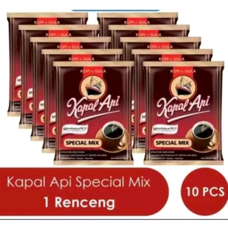 

Paket Hemat 10pcs Kopi Kapal Api Special Mix kopi+Gula 10 Sachet