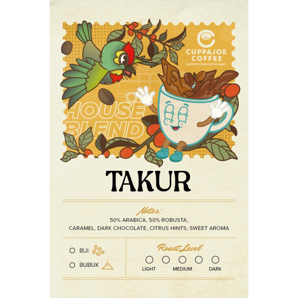 

Biji Kopi Blend TAKUR Arabika-Robusta 50:50 / Espresso Blend Kopi Susu Blend 1 Kilogram