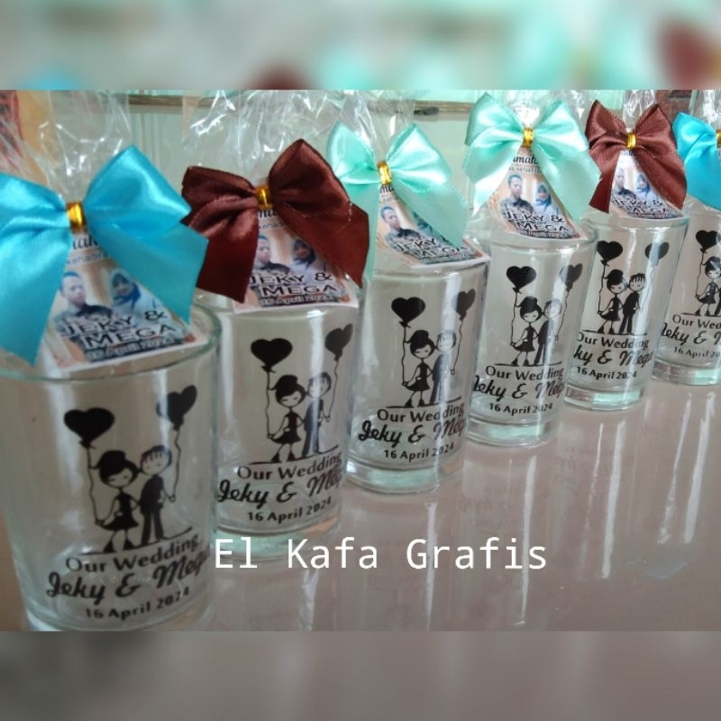 Souvenir gelas sablon 8cm | Souvenir gelas sablon cantik | Souvenir gelas murah | Souvenir gelas sab