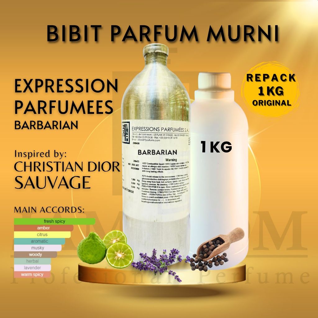 BIBIT PARFUM MURNI EP BARBARIAN inspired CHRISTIAN DIOR Sauvage 1 KG 1000 GRAM REPACK