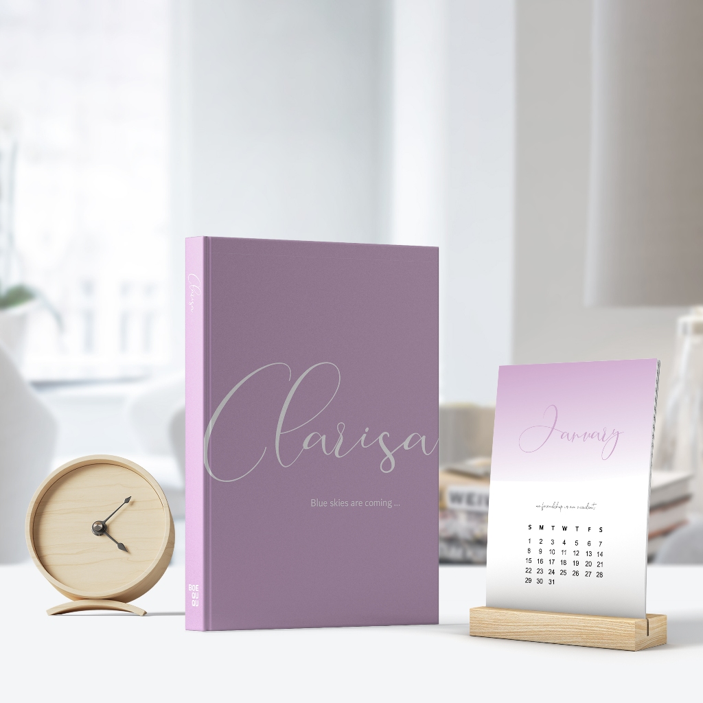 

BOEQUQU - Minimalist SET 2 in 1 Notebook A5 & Kalender Custom Design Premium / Kado Hampers Premium